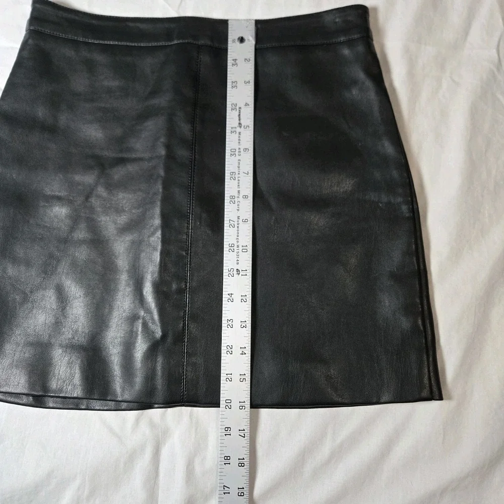 Double Zero Women Black Faux‎ Leather Skirt S